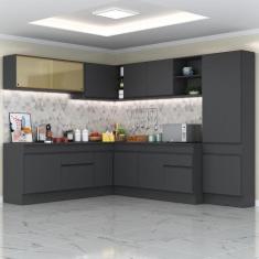 Armário Cozinha Completa de Canto Veneza Multimóveis V2100, Preto