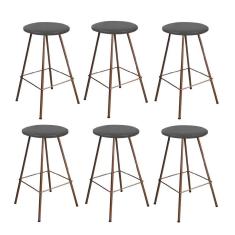 Kit 06 Banqueta Alta Loni Eiffel Bronze Cinza