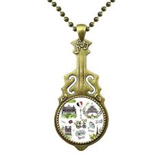 DIYthinker Colar Spring Eiffel Paris França Graffiti Colar de Guitarra Antiga Pingente de Música