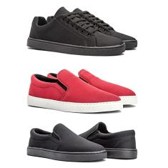 Kit 3 Pares Tenis Casual Masculino Costura Manual e Sola Borracha Confortavel