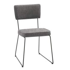 Cadeira Estofada Roma Daf Mobiliário Cinza/Preto