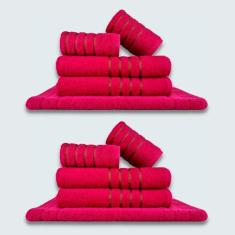 Jogo De Toalhas 10Pçs Coleção Dubai 100% Algodão Rosa+Rosa