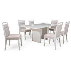 Conjunto Mesa de Jantar com 6 cadeiras Herval Denver, Off White Gelo