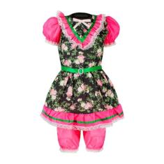 Fantasia Vestido Feminino Infantil Festa Junina Com Culote - M