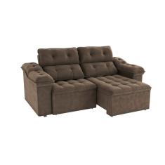 Sofá 4 Lugares Retrátil e Reclinável Sierra Molas Veludo Marrom 265 cm