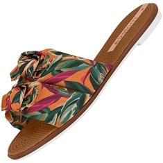 Rasteira Moleca Nó Tecido Floral 5297424 Feminina 36