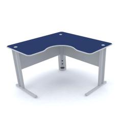 Mesa Em L P/ Escritório 120x120 Pandin Maxxi - Azul/cinza