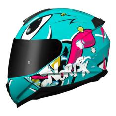 Capacete Feminino Norisk Razor Mad Azul Moto Fechado (60)