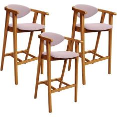 Kit 03 Banquetas Alta Para Cozinha Bancada Bar Sala de Jantar Fixa Cec