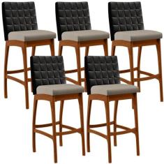 Kit 05 Banquetas Altas Cozinha Sala De Jantar Fixa Mila B04 Corano Pre