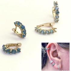 Brinco Bebe Segundo Furo Argola 5mm com Pedra Sintetica Ouro 18k K360 