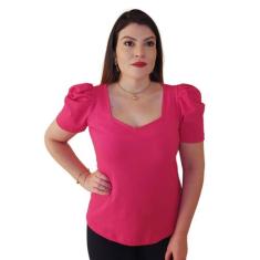 Blusa Manga Bufante Feminina Decote Princesa em Algodão - MADALIH Moda