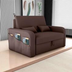 sofá-cama casal 2 lugares lady dai com baú suede marrom