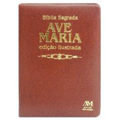 Livro - Bíblia edição ilustrada luxo - média - marrom