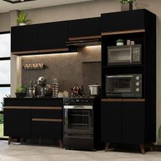 Armário De Cozinha Completa 260cm Preto Reims 09 Preto