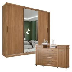 Cômoda London e Guarda Roupa Casal Dalila 32415 Amendola Off White Fle