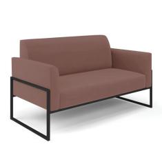 Sofá Namoradeira Base Industrial Alta Preto Marisa Veludo Rosê - DRoss