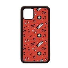 Capa preta e notas musicais vermelha para iPhone 12 Pro Max para Apple Mini Mobile Case Shell