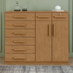 Cômoda 8 Gavetas 2 Portas Toronto Lopas Amêndoa Clean