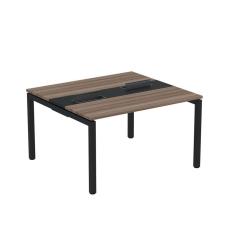Mesa Plataforma Dupla com Pé de Aço para Coworking 120x120 Pdc12/12/2p Walnut/Preto