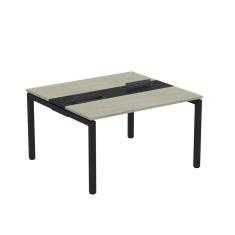 Mesa Plataforma Dupla com Pé de Aço para Coworking 120x120 Pdc12/12/2p Nogueira casablanco/Preto