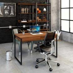 Mesa para Escritório 120cm 2 Gavetas Kuadra Compace Nogal