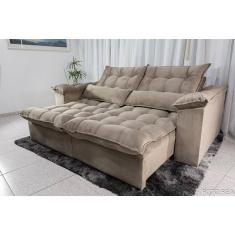 Sofá Retrátil e Reclinável Ipanema 1,50m em Tecido Veludão C/Pillow nos Braços - Montagem Inclusa