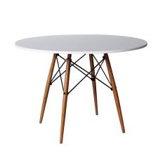 Mesa Eames Eiffel Redondo Tampo De Madeira 80cm Branca