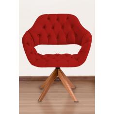 Poltrona Decorativa Sput Pé Giratório de Madeira Capitonê