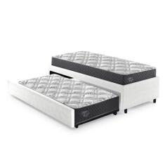 Bicama Box Solteiro Revestimento Branco 88x188 com Dois Colchões Adapt