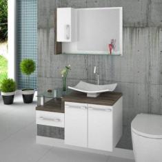 Conjunto para Banheiro Gabinete com Cuba F44 e Espelheira Legno 830W -