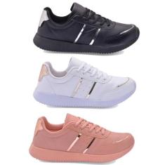Tenis Feminino Academia Macio Leve Confort Macio Kit 3 Pares - Vanelli