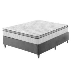 Cama Box Viúva Preto + Colchão Ortopedico Espuma D33 128cm