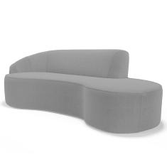 Sofá Living 4 Lugares 300cm Braço Esquerdo Mozart D06 Bouclê Chumbo - Mpozenato