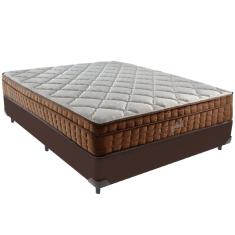 Cama Box Marrom e Colchão Anjos Star Pillow In Casal Anjos