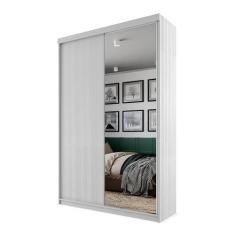 Guarda-Roupa Solteiro com 1 Espelho Lugano 2 PT 2 GV Branco - RR Móvei