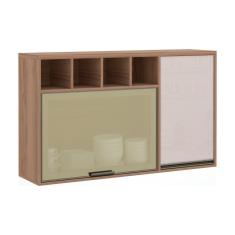 Armário Aéreo 120cm 1 Porta 1 Porta Basculante Vidro Reflect