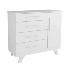 Cômoda de Bebê 1 Porta 4 Gavetas Retrô Móveis Peroba Branco