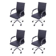 Kit 4 Cadeiras para Escritorio Diretor Esteirinha Florenca 3322 Preto