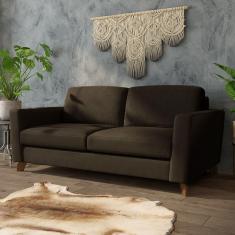 Sofá Sala De Estar Living 3 Lugares 280cm Presley Pés Madeira Veludo Marrom G52 - Gran Belo