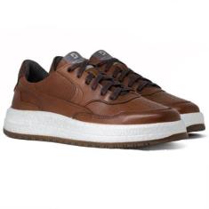 Tênis Masculino Democrata Denim Drake Pulse Couro Cadarço Confortável 600101-Masculino