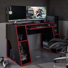 Mesa Gamer Kyoto Politorno Preto/Vermelho
