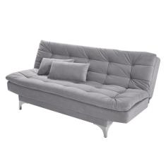 Sofá-Cama 3 Lugares Casal Pratic Veludo Liso Cinza