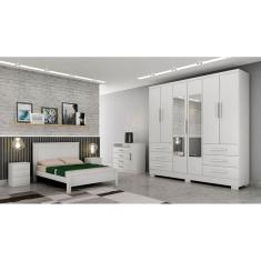 Guarda Roupa Solteiro com Espelho com Pés 6 Portas 6 Gavetas - Encant-Branco - Móveis Novo Horizonte