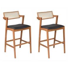 Conjunto com 2 Banquetas para Sala de Jantar Napoles Champagne/marrom