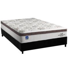 Cama Box Casal: Colchão Molas Plumatex MasterPocket Ensacadas Personalle + Base CRC Suede Black(138x188)