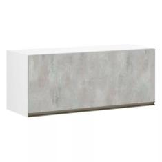 Armário Perola Basculante 90 cm 1 Porta Luciane, Branco Polar/Concreto