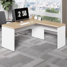 Escrivaninha L Escritório 1,50m x 1,50m Pés Painel F5 Office - F5 Offi