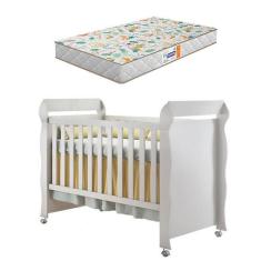 Berço Americano Mirelle Branco Brilho com Colchão Gazin  Carolina - Ca