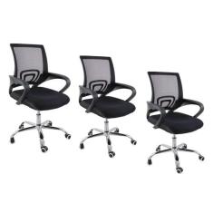 Kit 3 Cadeiras de Escritório Begonia Tela Mesh Ergonômico - Oficial We
